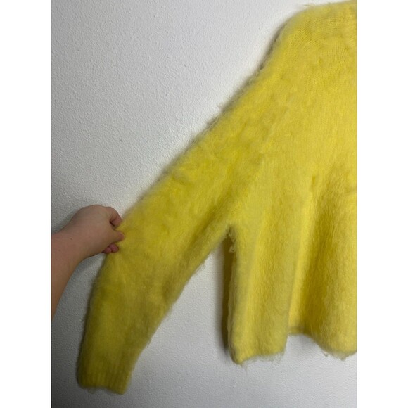 Madewell Size M Brushed V-Neck Sweater Heather Lemon Pullover Alpaca Wool NWT - Picture 6 of 13